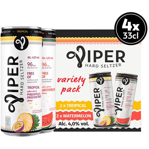 Viper Hard Seltzer Variety Pack Tropicalwatermelon Carbonated Alcohol