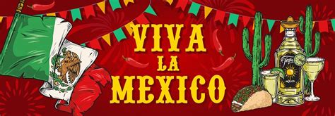 Viva La Mexico Horizontal Banner With Flag Stock Illustration