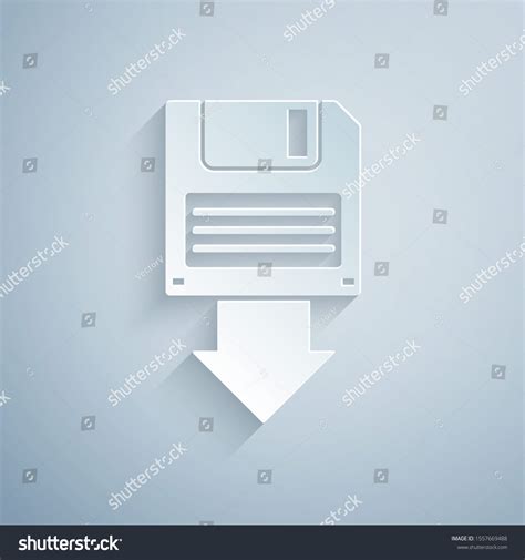 Paper Cut Floppy Disk Backup Icon Isolated On Royalty Free Stock