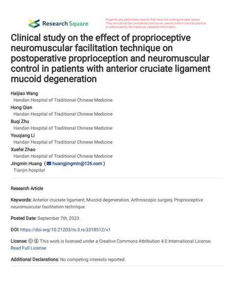 PDF Clinical Study On The Effect Of Proprioceptive Neuromuscular