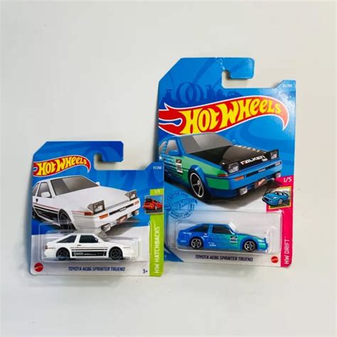 Hot Wheels Toyota Ae86 Sprinter Trueno White Short Card And Blue Falken