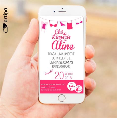 Convite Chá de Lingerie Arte Digital Elo7 Produtos Especiais