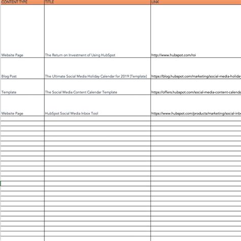 Content calendar template hubspot