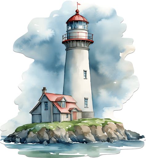 Phare C Tier En Aquarelle