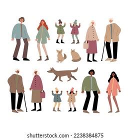 Set People Different Sex Age Outerwear Stock Vector Royalty Free