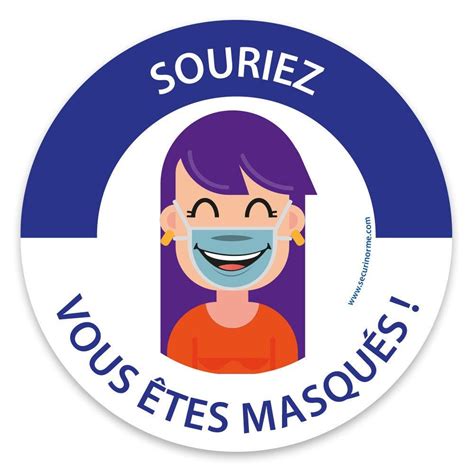 Panneau masque obligatoire Souriez vous êtes masqués Diam 200 mm