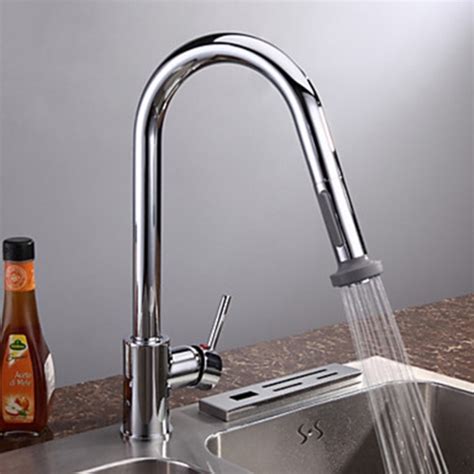 Chrome Finish Contemporary Pull Down Kitchen Faucet Faucetsuperdeal