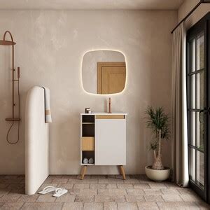 Gabinete De Banheiro Montado Em Madeira Jequitibá nude cm Lavatório Lotus C Pé Cozimax