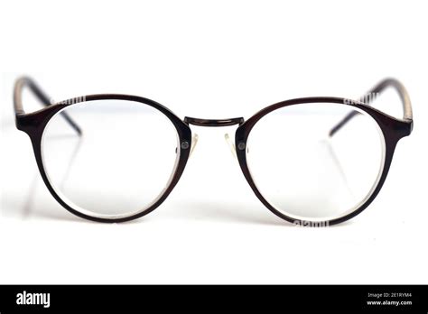 Closeup Of Black Horned Rim Glasses Qinessential Nerd Gear Stock Photo