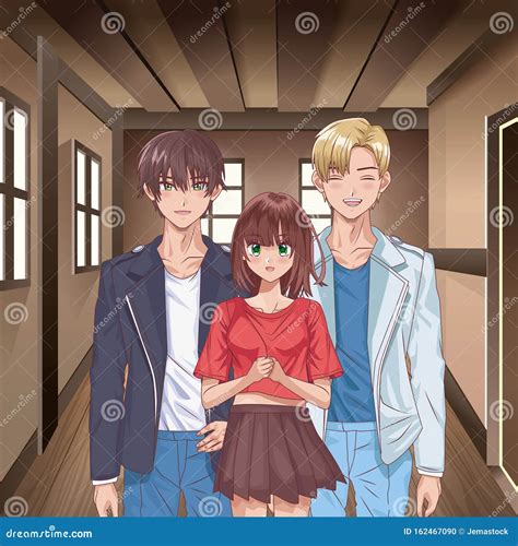 Jovens Hentai Estilo Interior Ilustração do Vetor Ilustração de interior cultura