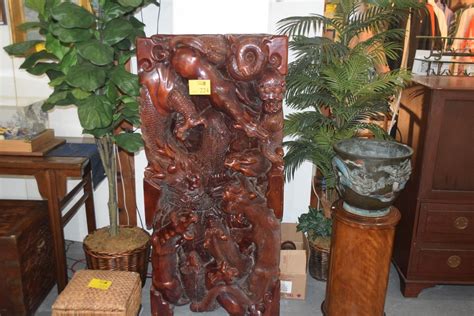 High Relief Carved Wood Chinese Zodiac Tablesculpture 28 X 60 X 8