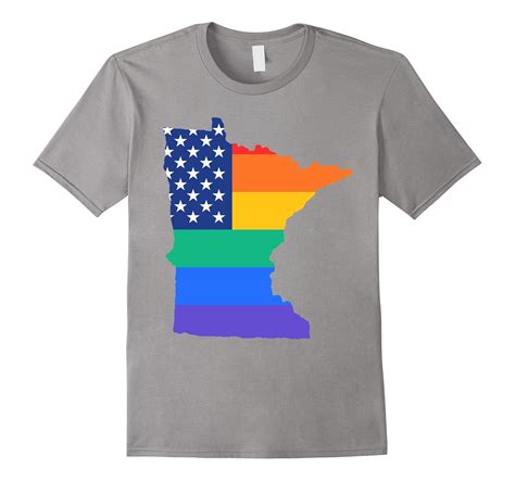 Minnesota Home Map State Gay Pride Rainbow Flag LGBT Shirt LVS