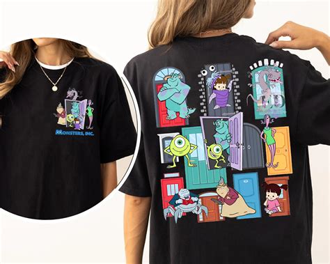 Vintage 2 Sided Monsters Inc Doors Characters Shirt Disney And Pixar