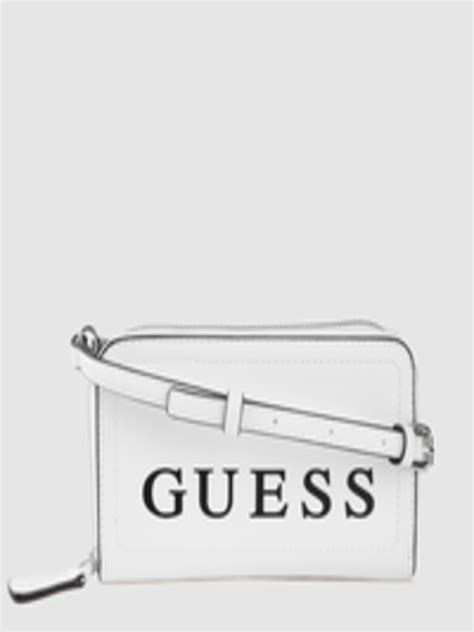 Buy Guess White And Black Brand Logo Print Sling Bag Handbags For Women
