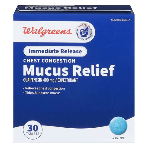 Walgreens Mucus Relief Chest Congestion Immediate Release Tablets