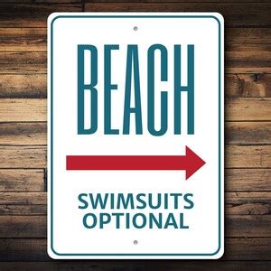 Beach Swimsuit Sign Nude Beaches Sign Nude Beach Metal Beach Sign Nudity Beach Decor Custom