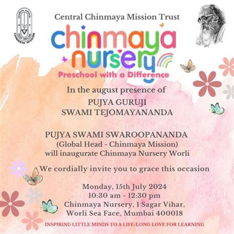 Chinmaya Nursery Inauguration Chinmaya Mission Worldwide