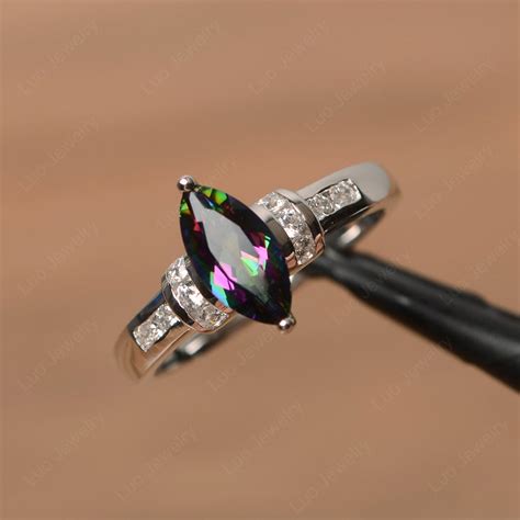 Marquise Cut Mystic Topaz Engagement Ring Luo
