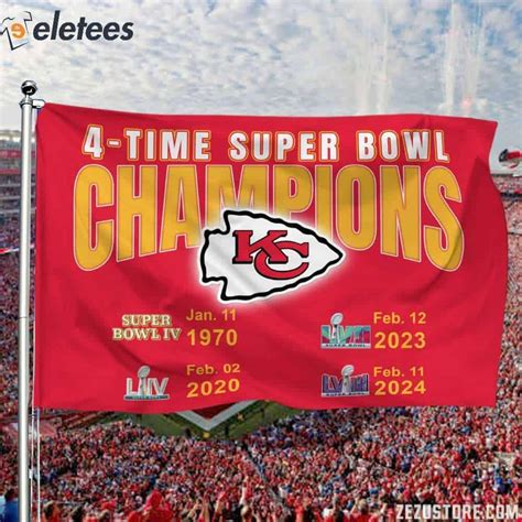 Chiefs 4-Time Super Bowl Champions Flag