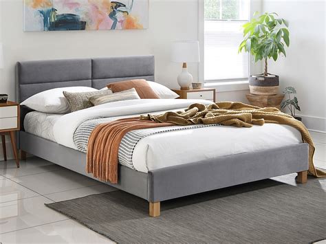 Кровать двуспальная Signal SIERRA VELVET 140х200 серый/дуб ТАР.150 ...