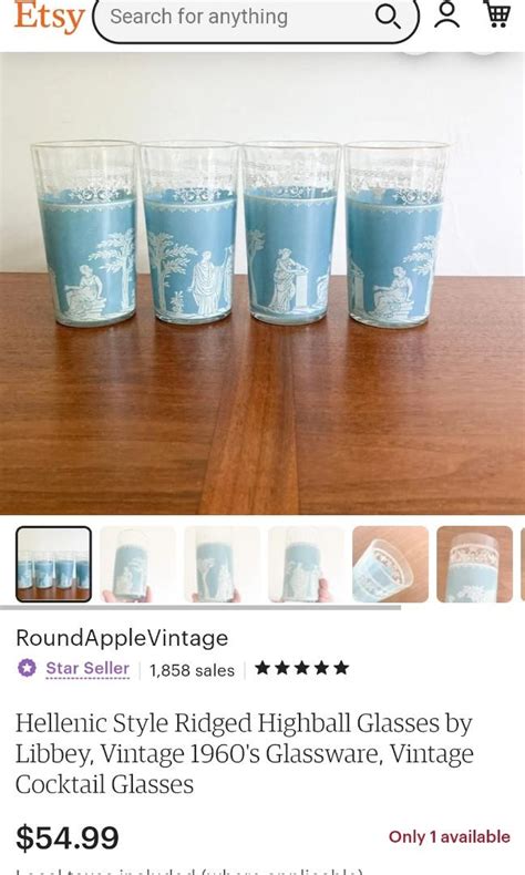 Jeanette Glass Blue Hellenic Jasperware Tumblers Jeanette Blue