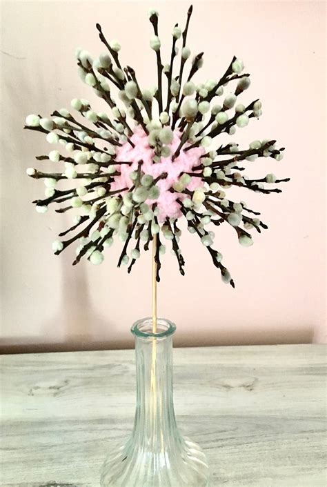 Pussy Willow Dandelions Dry Pussy Willow Stems Decor Centerpiece Flower Arrangements Vase