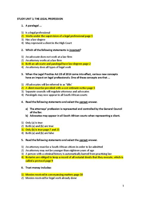 BWE1501 Q & A Notes on Legal Profession and Ethics - Study Resources