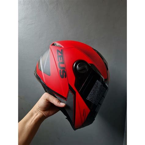 Jual Zeus Zs C Mdred Al Blk Doff Full Face Single Flat Visor Free