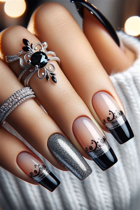 37 Black And Silver Nails That Are Show Stoppers Silver Nails Nail