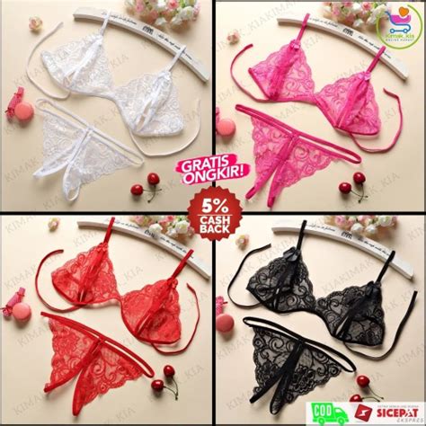 Jual CSHBCK LINGERIE BIKINI SEXY SET BRA G STRING BAHAN LACE PREMIUM Merah Kab