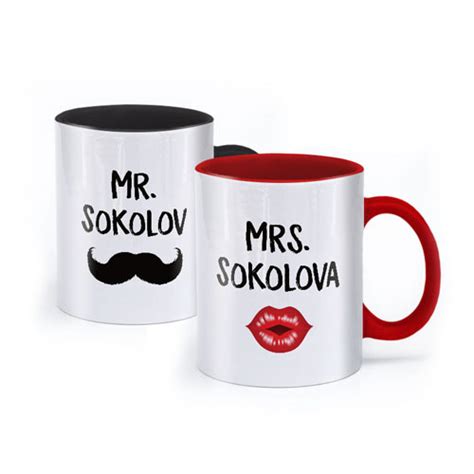 Именные парные кружки «Mr. и Mrs.»