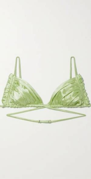 ISA BOULDER Petal Ruched Stretch Satin Bikini Top