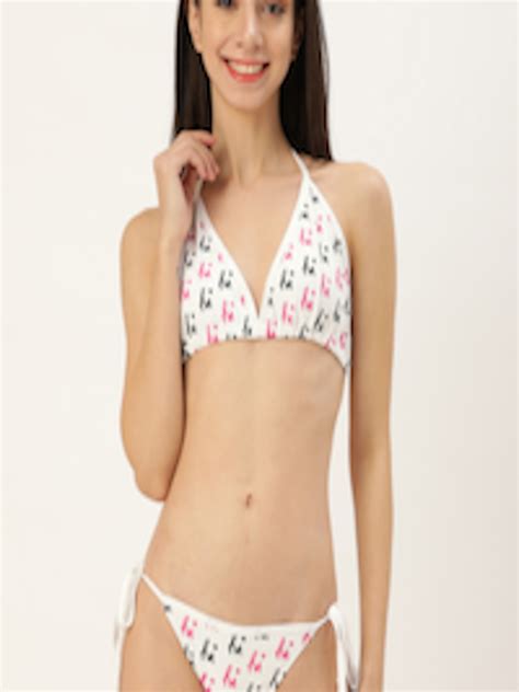 Buy Clt S Women Pc Cotton Pink White Printed Bikini Set S Swimwear For Women