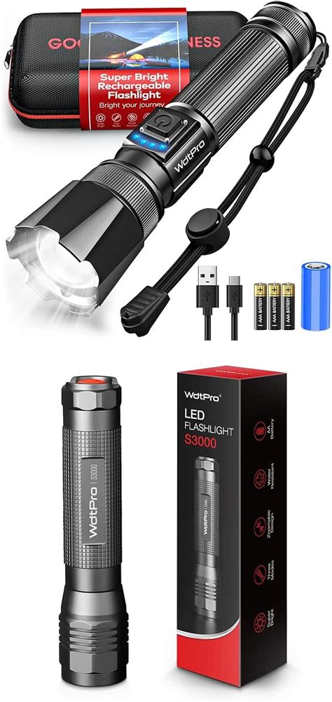 Wdtpro Led Rechargeable Flashlights High Lumens With