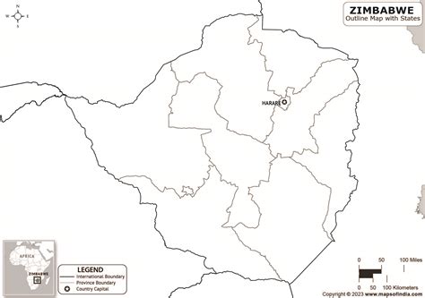 Zimbabwe Outline Map Zimbabwe Outline Map With State Boundaries