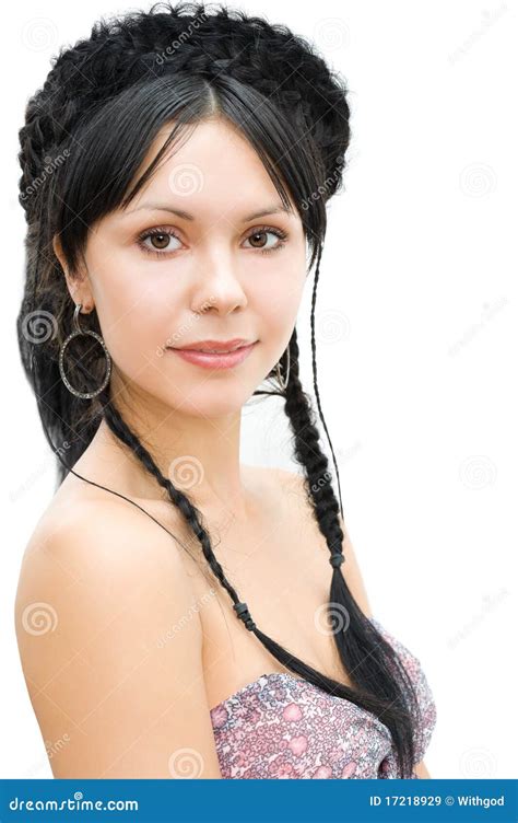 Brunette With Braids Crown Stock Image Image Of Glamour