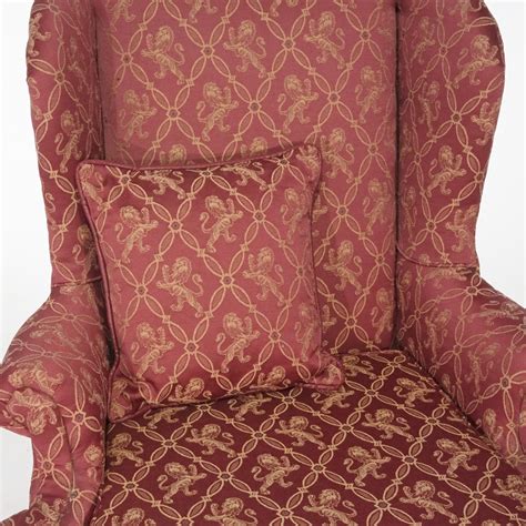 Queen Anne Mahogany Fireside Upholstered Wingback Chair 20th Century
