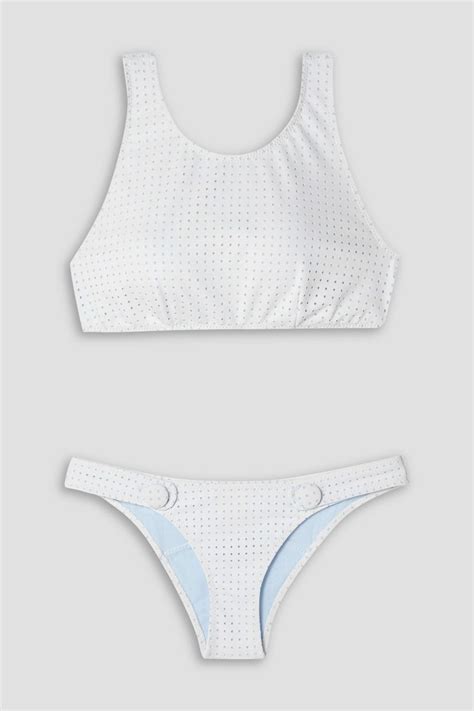 LISA MARIE FERNANDEZ Button Embellished Perforated Bikini THE OUTNET
