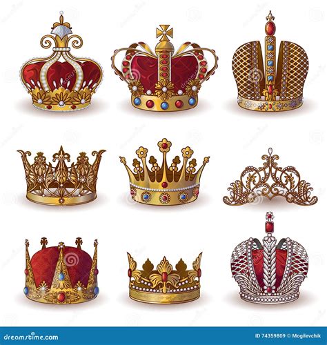 Coleção real das coroas ilustração do vetor. Ilustração de diferente