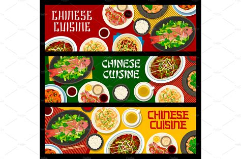 Chinese cuisine food banners | Food Illustrations ~ Creative Market