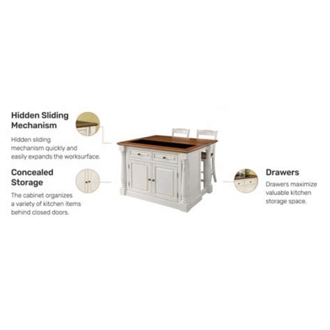 Homestyles Monarch Wood Kitchen Island Set In Off White 1 Kroger