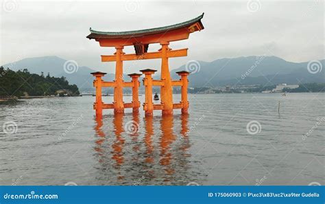 Tori Gate At Sea On Miyajima Hiroshima Stock Image Image Of Island