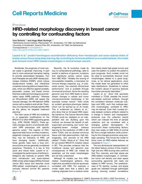 PDF HRD Related Morphology Discovery In Breast Cancer By Controlling