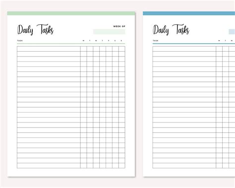 Printable Daily Checklist Daily Task Checklist Template - Etsy UK