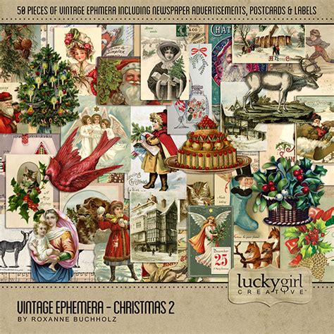 Vintage Ephemera Christmas 2 Digital Art