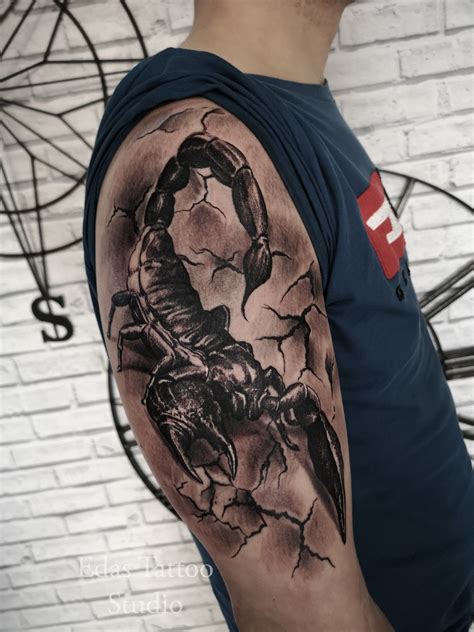 Scorpion Tattoo By Edastattoo Scorpion Tattoo Scorpio Tattoo Half