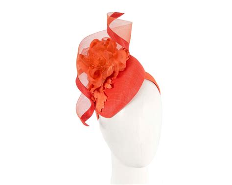 Orange Pillbox Fascinator With Flower By Fillies Collection Online In