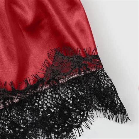 Femmes Satin Dentelle Soutien Gorge Lingerie Sexy Sous V Tements Siamois Body De Nuit Babydoll