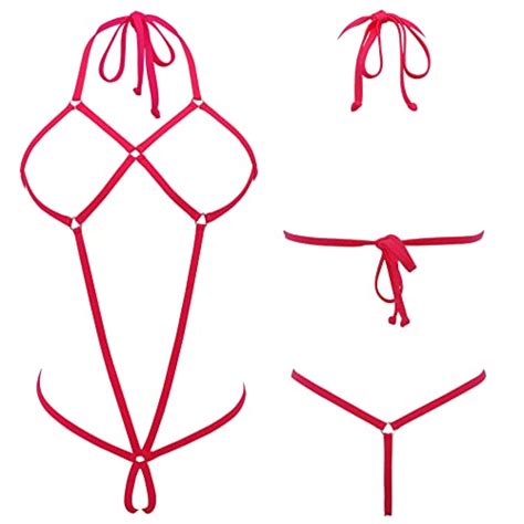 LAMORTY Extreme Micro Bikini Slingshot Bikini String Uncensored Crotch Swimsuit Open Bikinis