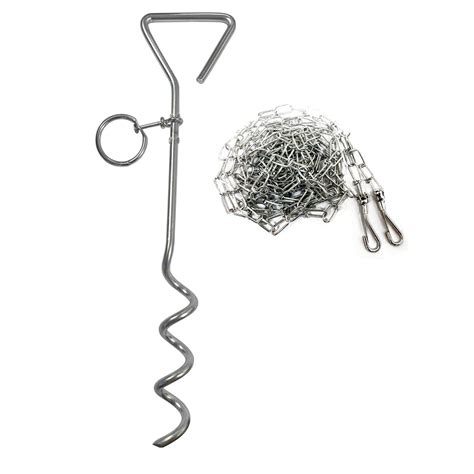 Dog Tie Out Stake with 3m Chain Lead Ground Anchor Screw Spiral Tether